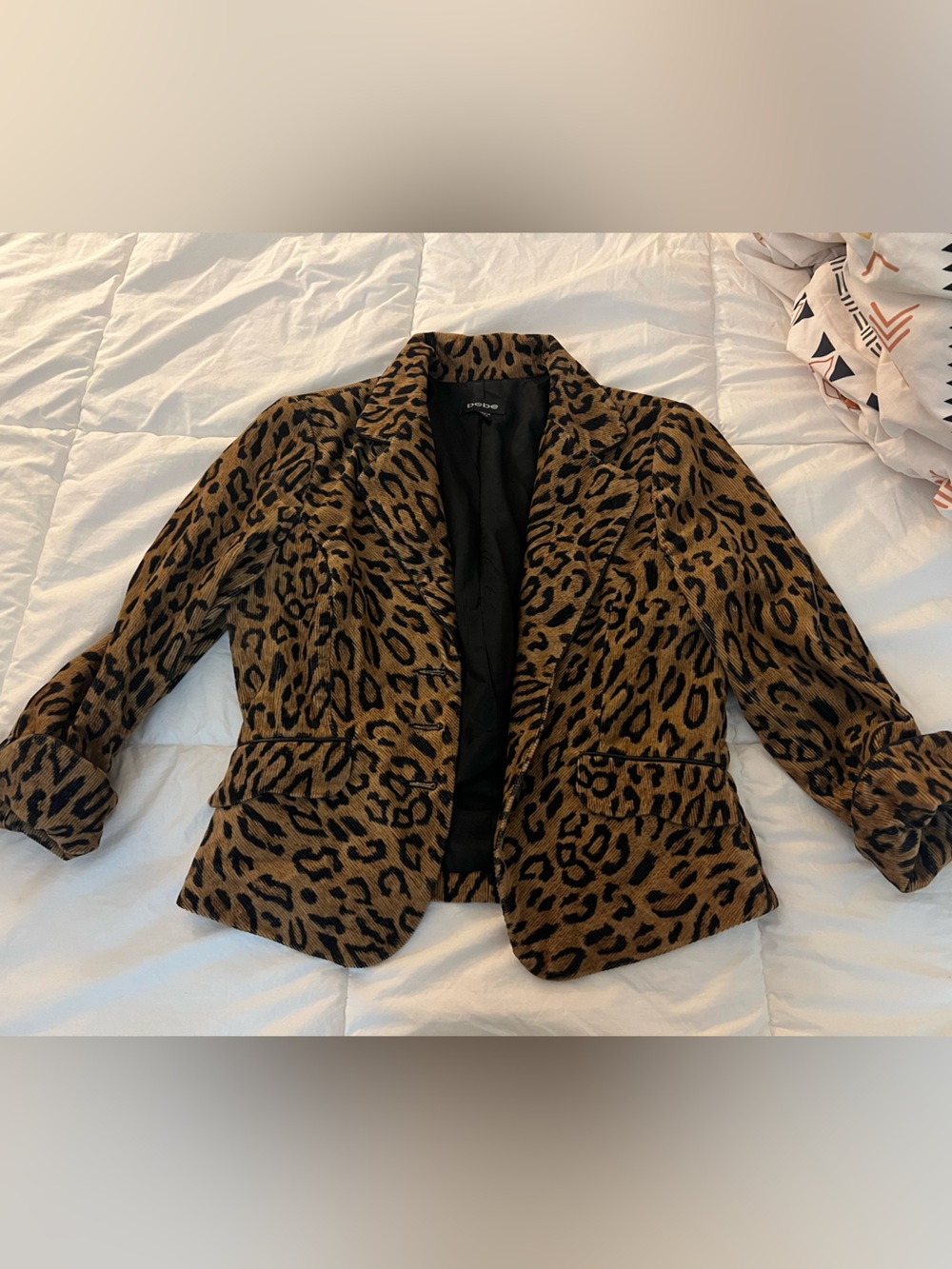 bebe Leopard Print Blazer in Brown and Black